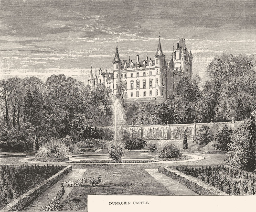 SCOTLAND. Dunrobin Castle c1886 old antique vintage print picture